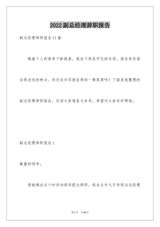 2024副总经理辞职报告_2