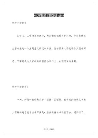 2024坚持小学作文