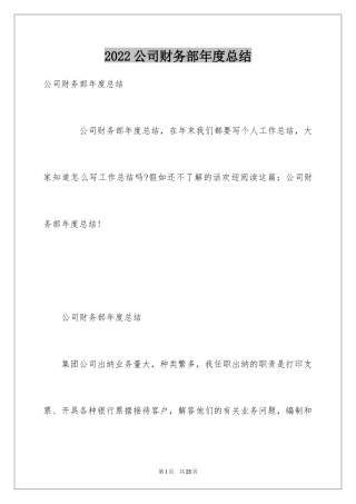 2024公司财务部年度总结