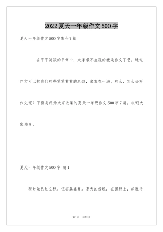 2024夏天一年级作文500字_1