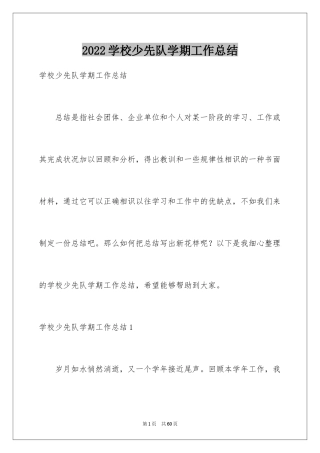 2024学校少先队学期工作总结