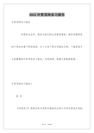 2024外贸顶岗实习报告