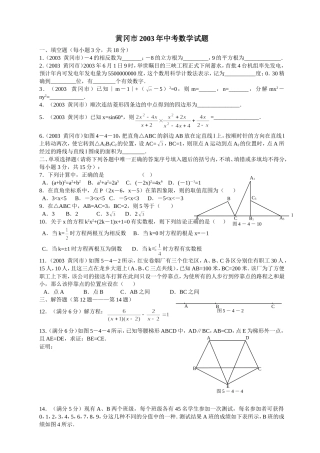 湖北省黄冈市2003年中考数学试题及答案