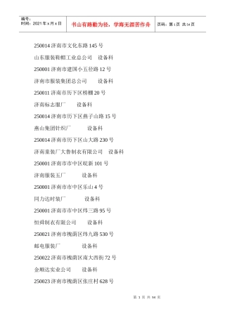 山东服装企业资料