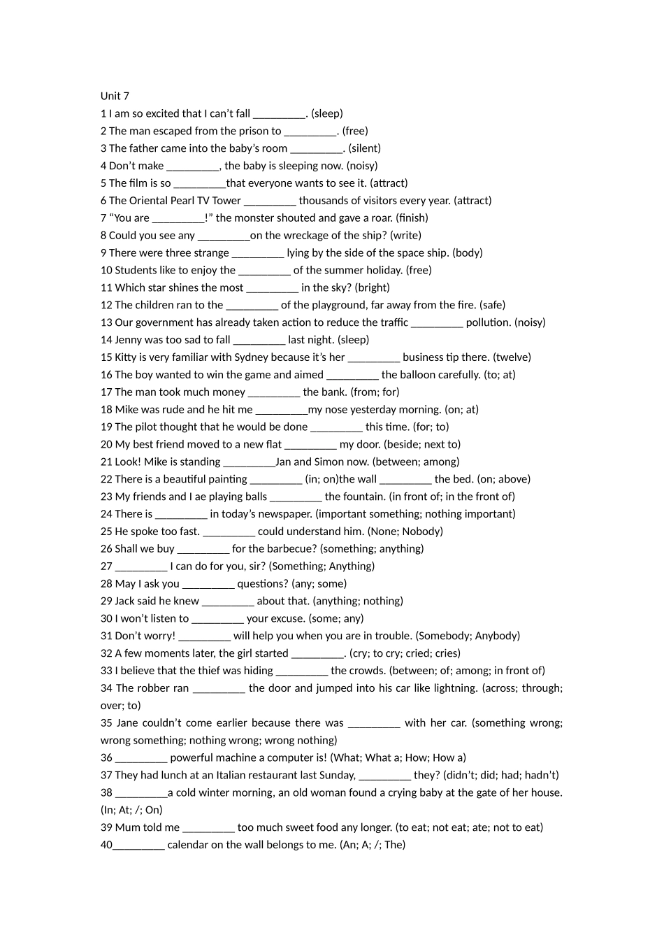 期末复习Unit7_第1页