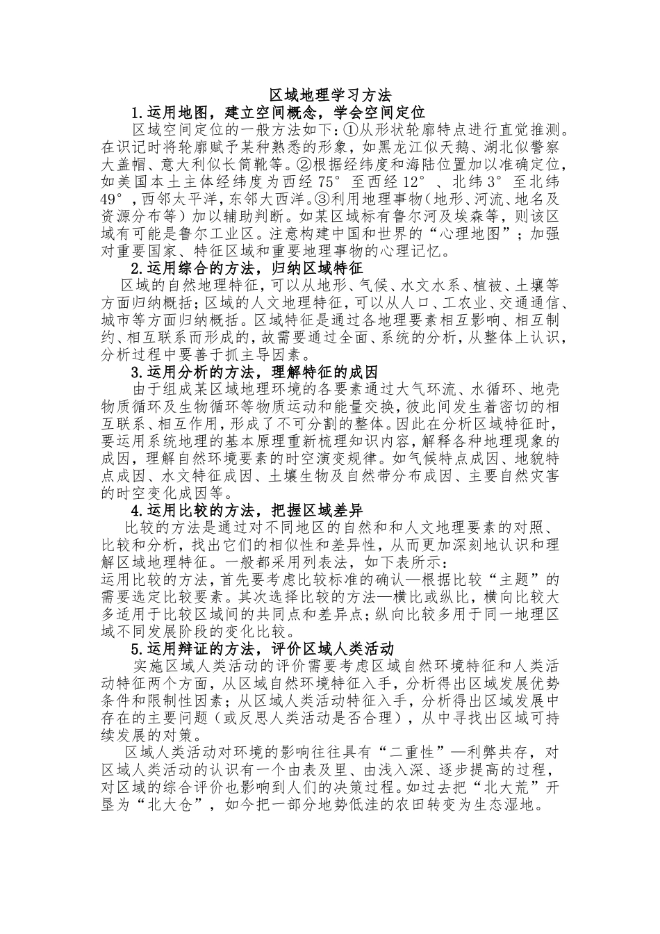 区域地理学习方法_第1页