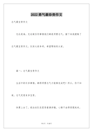 2024勇气最珍贵作文