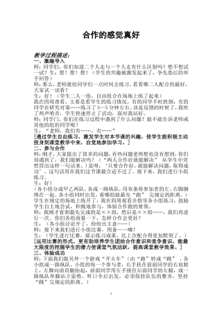 《合作的感觉真好》体育教学反思