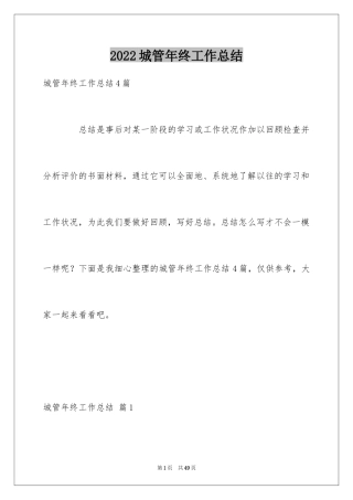 2024城管年终工作总结