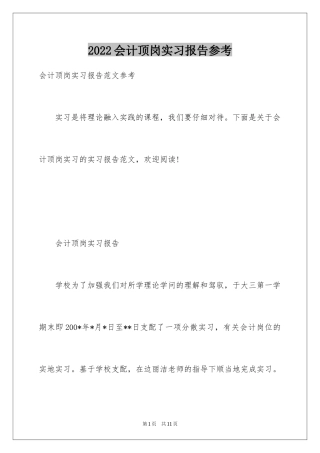 2024会计顶岗实习报告参考