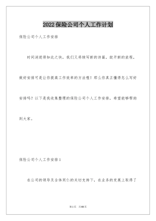 2024保险公司个人工作计划_2