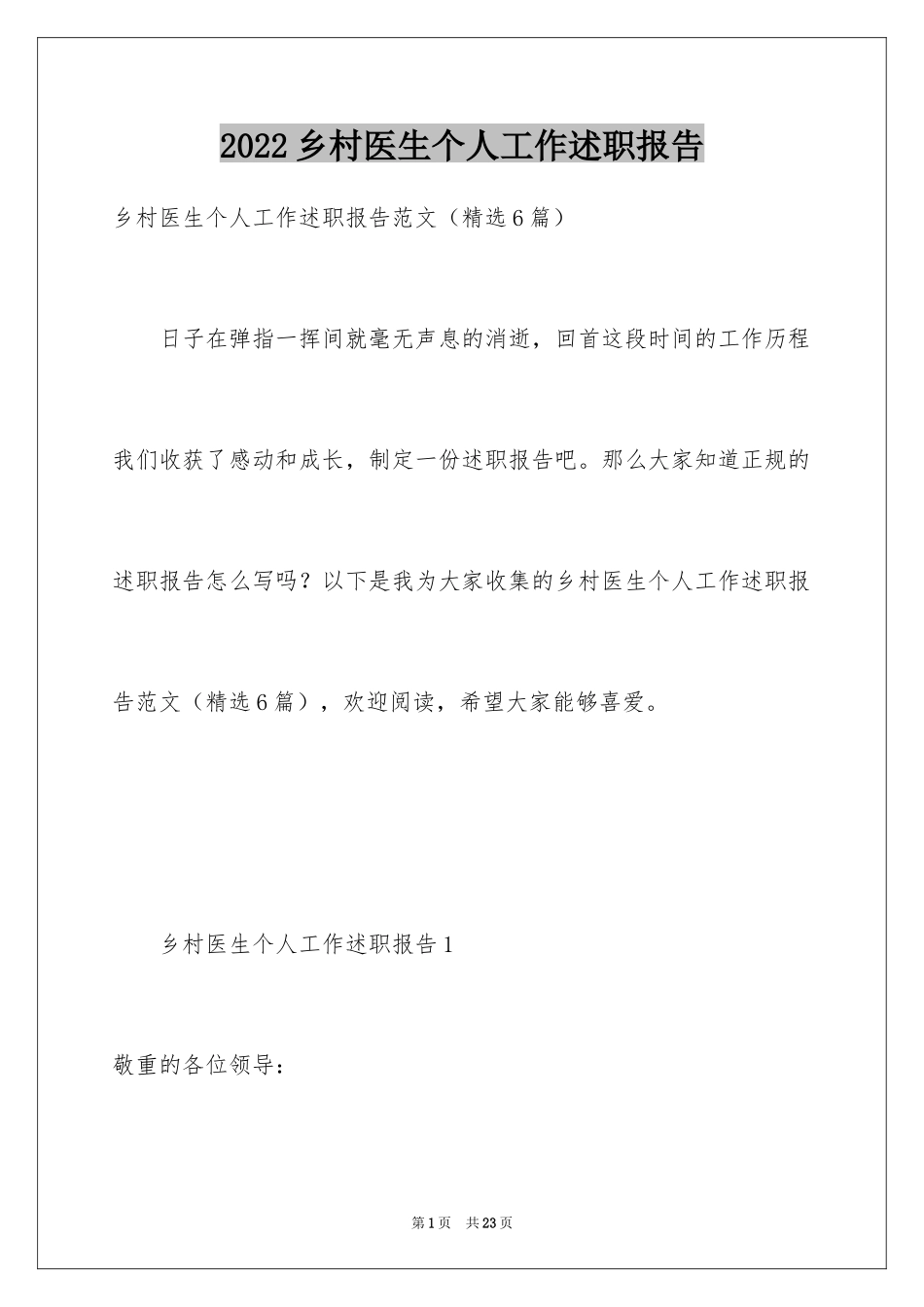 2024乡村医生个人工作述职报告_第1页