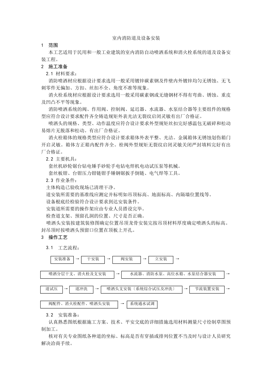 室内消防管道及设备安装工艺_第1页