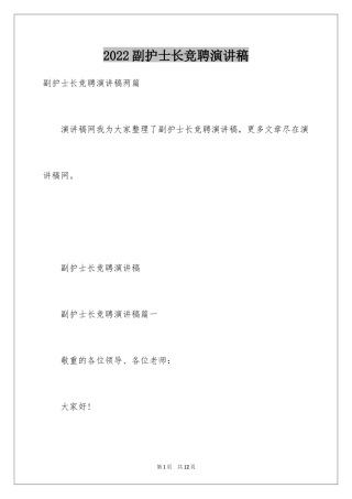 2024副护士长竞聘演讲稿_2