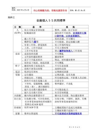 全廠個人5S共同標準