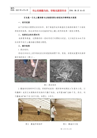 石灰氮--日光土壤消毒与生物菌剂联合修复连作障碍技术...