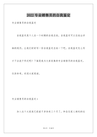 2024专业销售员的自我鉴定