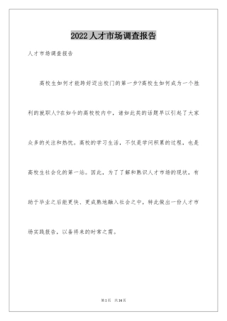 2024人才市场调查报告