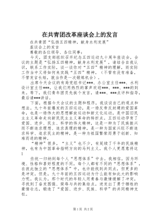 在共青团改革座谈会上的发言稿