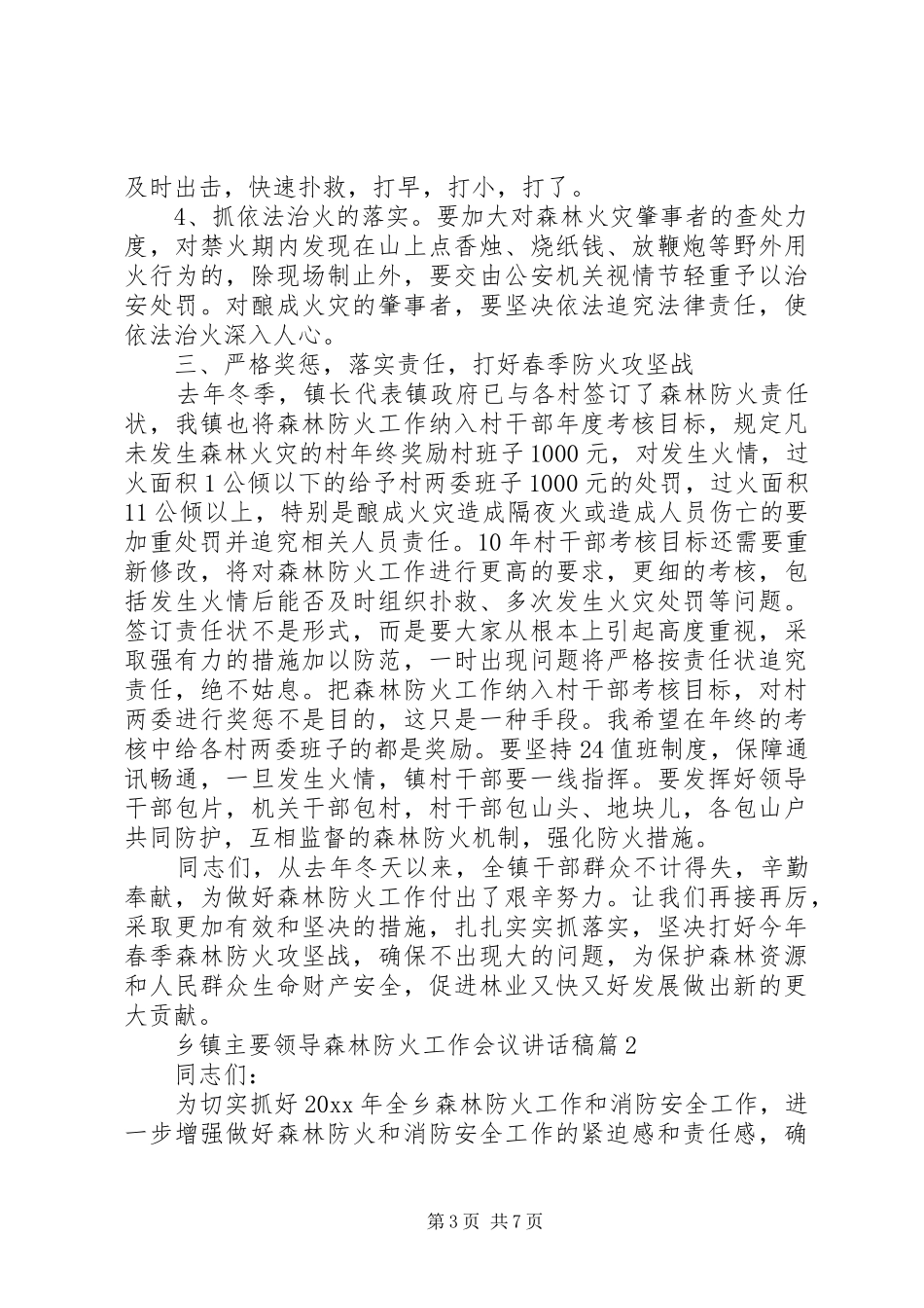 乡镇主要领导森林防火工作会议讲话发言稿_第3页