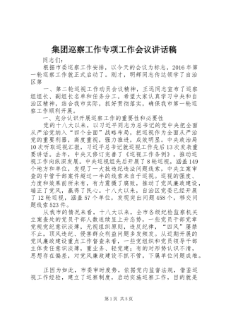 集团巡察工作专项工作会议的讲话发言稿