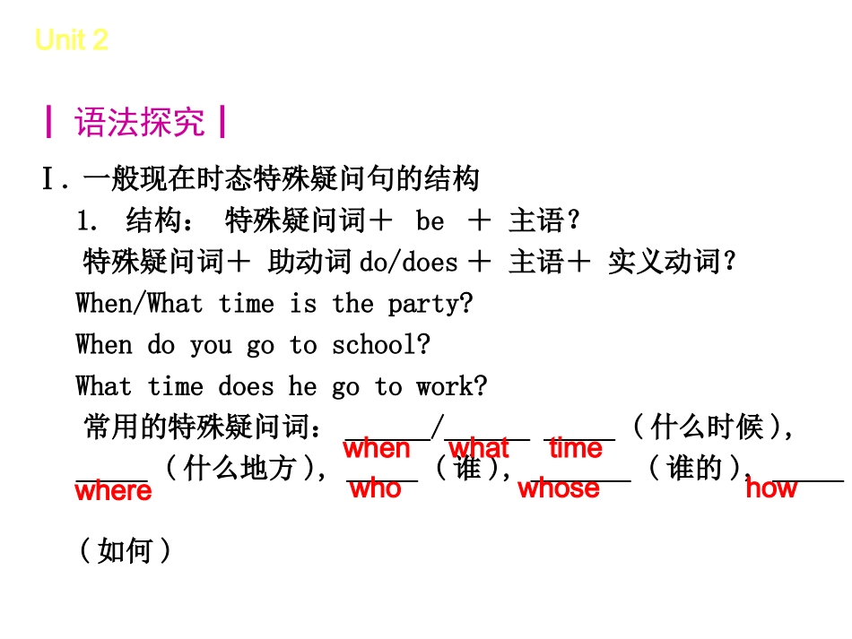 （人教版）七年级英语下册Unit2Whattimedoyougotoschool复习课件_第2页