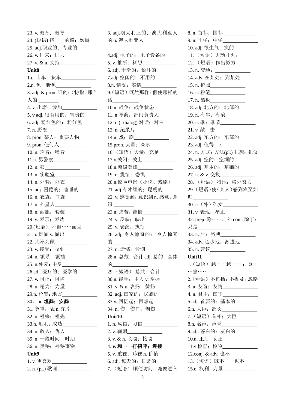 九年级英语全册单词表_第3页