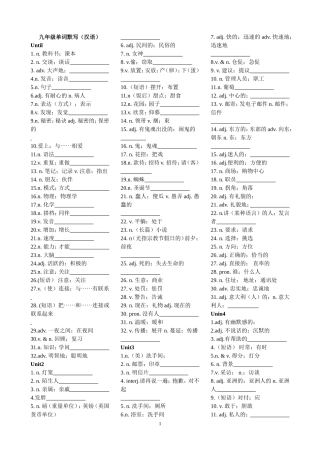 九年级英语全册单词表
