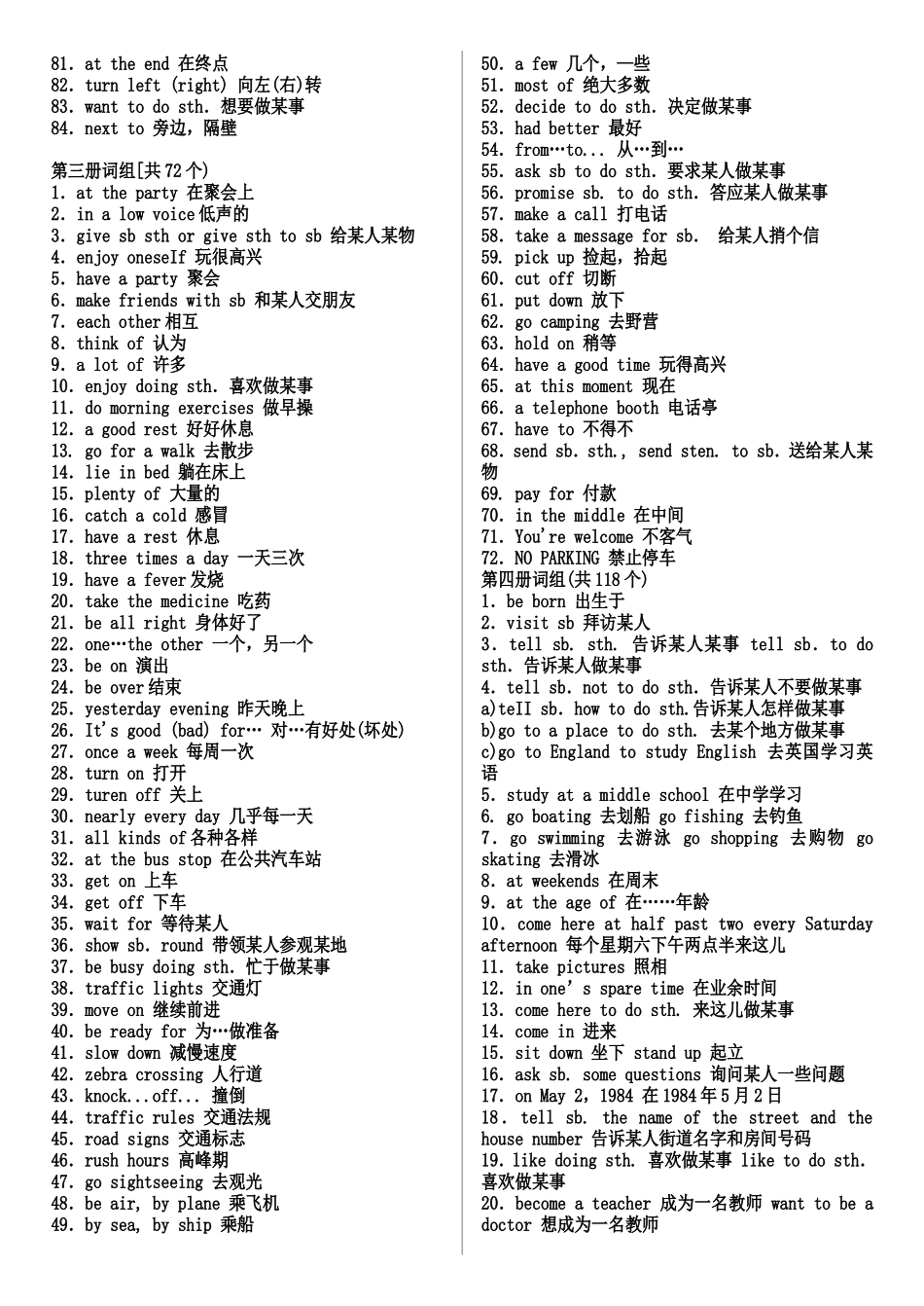 初中英语单词组大全_第2页