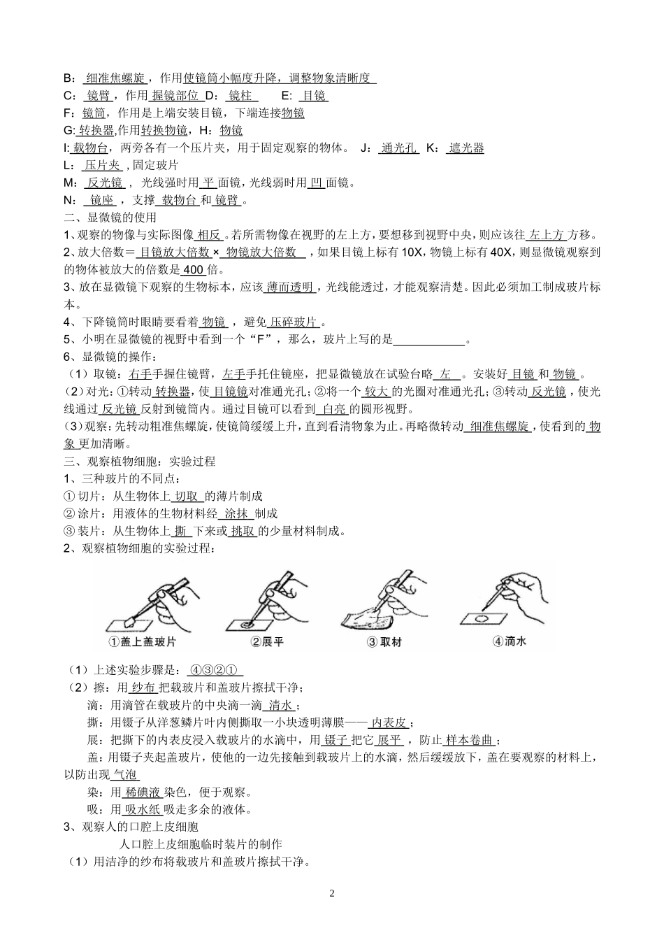 2014七年级上册生物复习提纲(有答案)_第2页