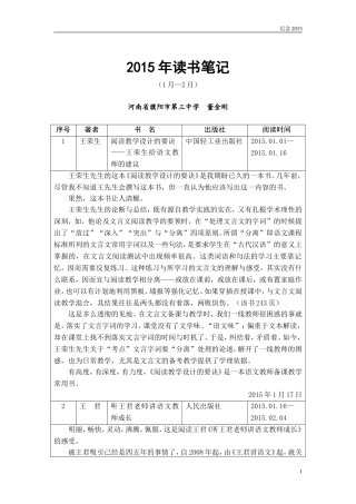 董金刚2015年1月和2月的阅读笔记