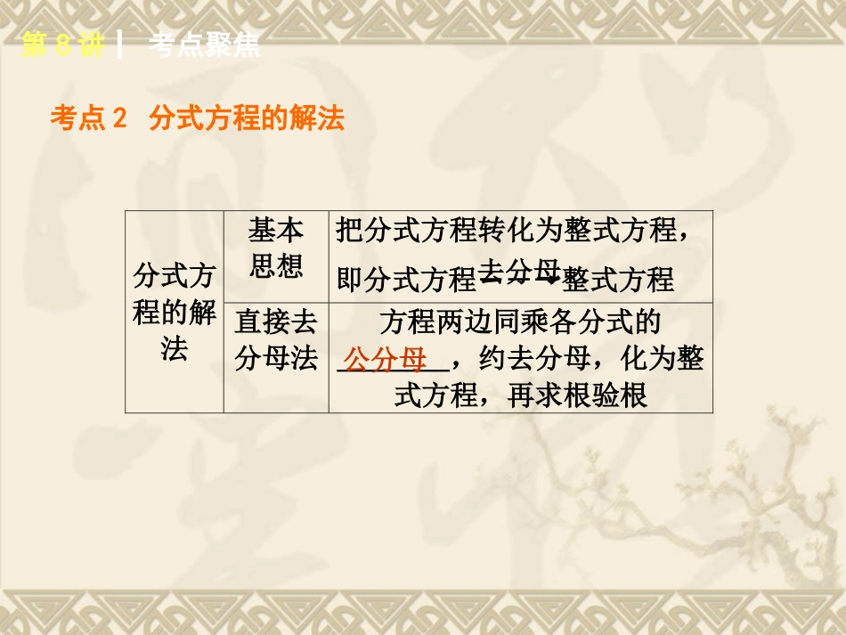 2015年人教版版数学专题复习第8讲分式方程及其应用_第3页