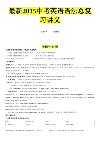 最新2015中考英语语法总复习讲义