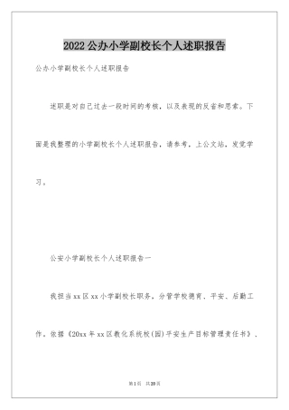 2024公办小学副校长个人述职报告