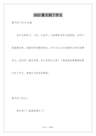 2024夏天到了作文