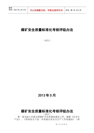 四川最新煤矿质量标准化X年版
