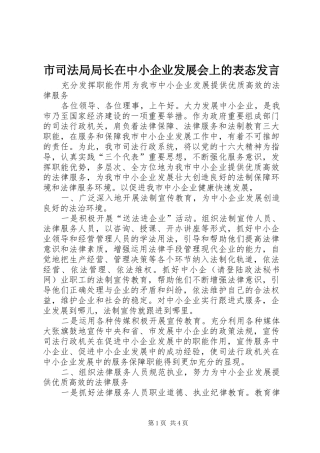 市司法局局长在中小企业发展会上的表态发言稿
