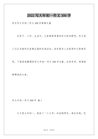 2024写大年初一作文300字