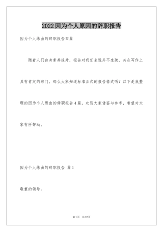 2024因为个人原因的辞职报告_4