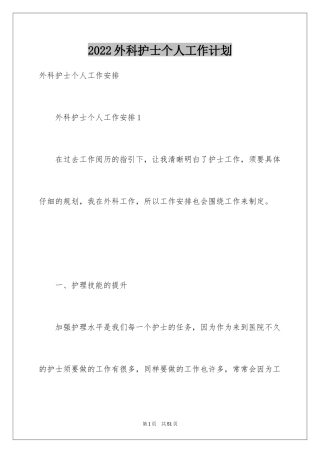 2024外科护士个人工作计划