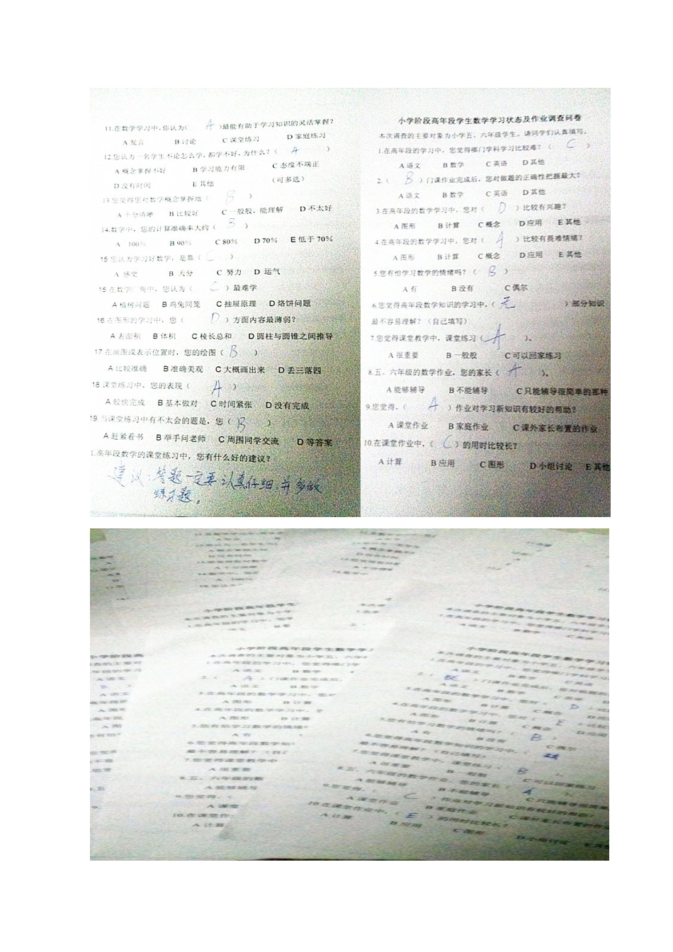 小学高年段作业调查问卷_第1页