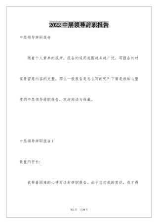 2024中层领导辞职报告_1