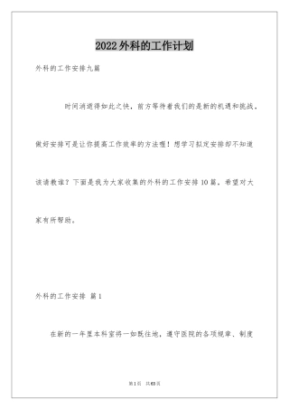 2024外科的工作计划