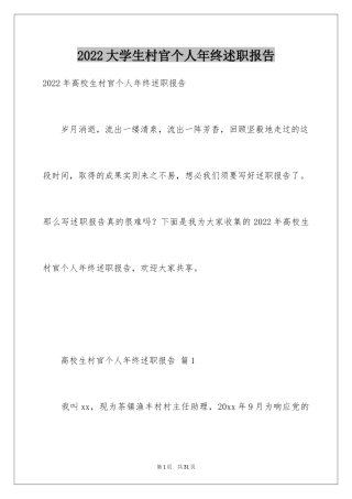 2024大学生村官个人年终述职报告