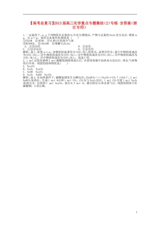 （浙江专用）2013届高考化学总复习 重点专题集结（2）专练