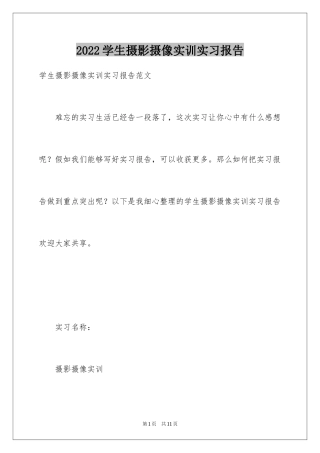 2024学生摄影摄像实训实习报告