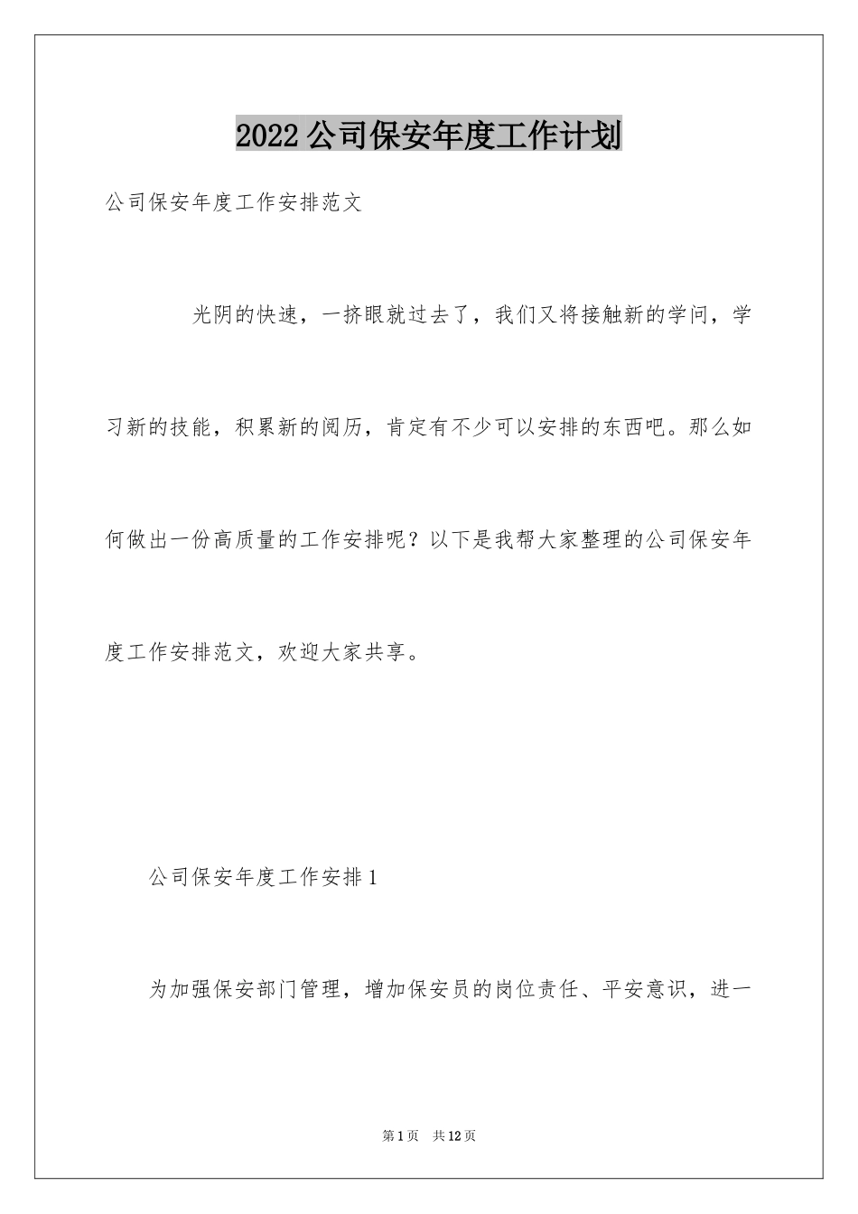 2024公司保安年度工作计划_1_第1页