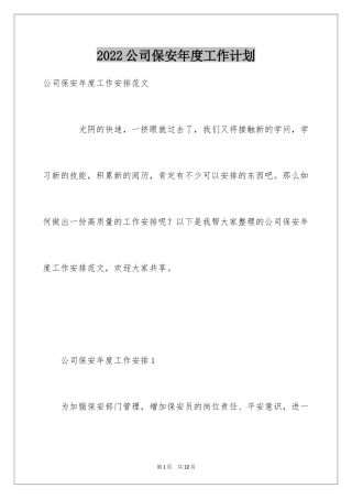 2024公司保安年度工作计划_1