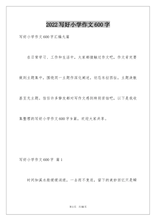 2024写好小学作文600字