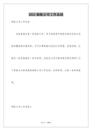 2024保险公司工作总结_2